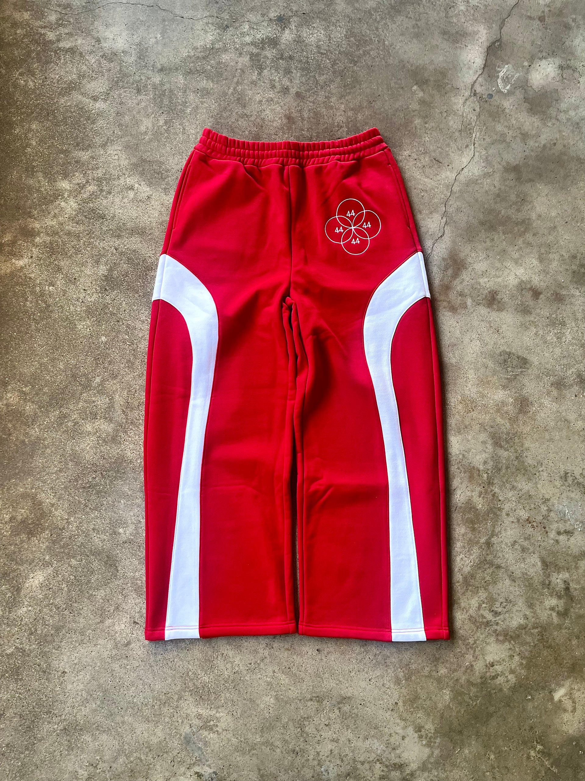 “CYCLES” EMBROIDERED SWEATPANTS - RED